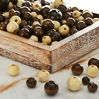 White & Brown Wood Mix Craft Beads by Bead Landing™
