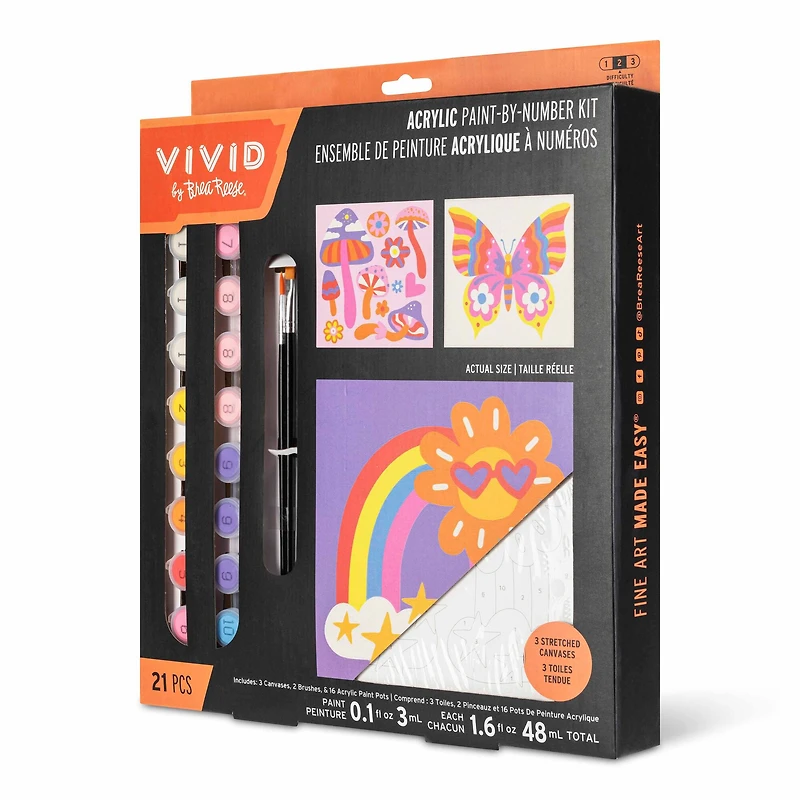 VIVID by Brea Reese® Retro Squares Acrylic Paint-by-Number Kit