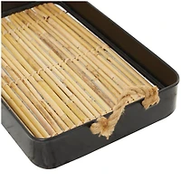 The Novogratz Light Brown Rattan Handmade Slatted Base Tray Set