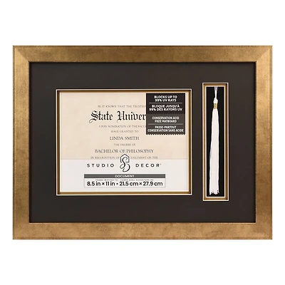 6 Pack: 2 Opening 8.5" x 11" Gold Document & Tassel Frame with Double Mat by Studio Décor®