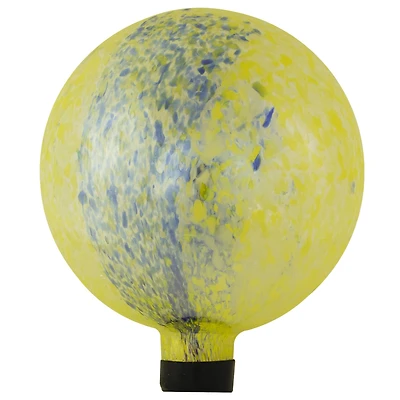 10" Yellow and Blue Reflective Speckled Glass Garden Gazing Ball