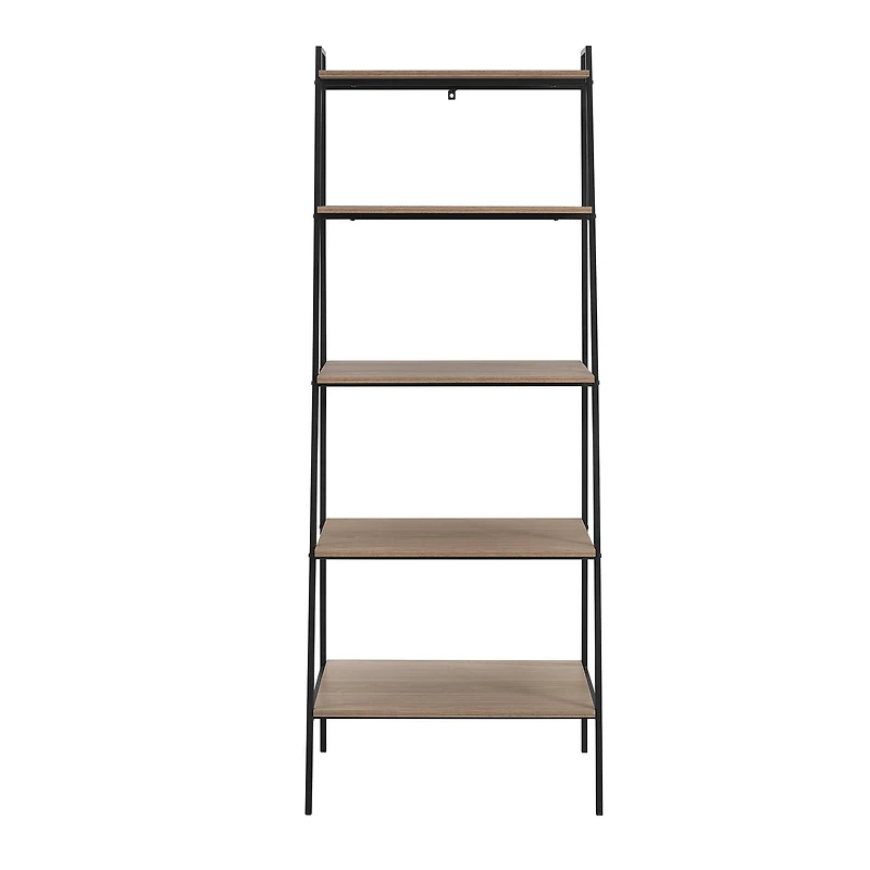 Walker Edison 72" Mocha Industrial Modern Ladder Bookshelf