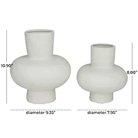 CosmoLiving by Cosmopolitan White Ceramic Gourd Style Vase Set of 2 9", 11"