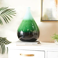 18" Green Glass Modern Vase