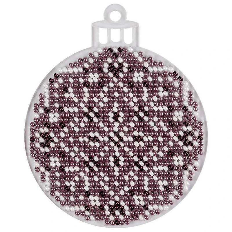 Wonderland Crafts Purple Fair Isle Ball Ornament Bead Embroidery on Plastic Kit