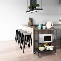 Rustic Brown Kitchen Baker's Rack 3-Tier Mesh Kitchen Storage Cart