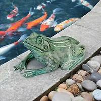 Design Toscano Cast Bronze Small Bull Frog Garden Statue
