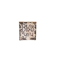 Hello Honey® 6.5" Wood & Metal "Bless You" Tissue Box Cover
