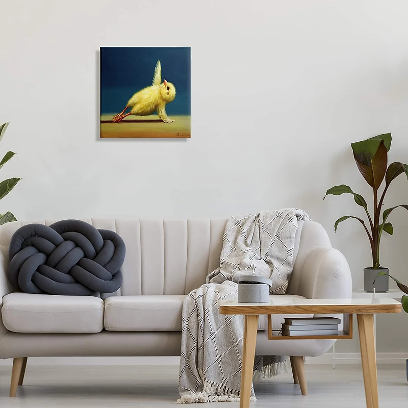 Stupell Industries Cute Yellow Chick Stretching Yoga Canvas Wall Art