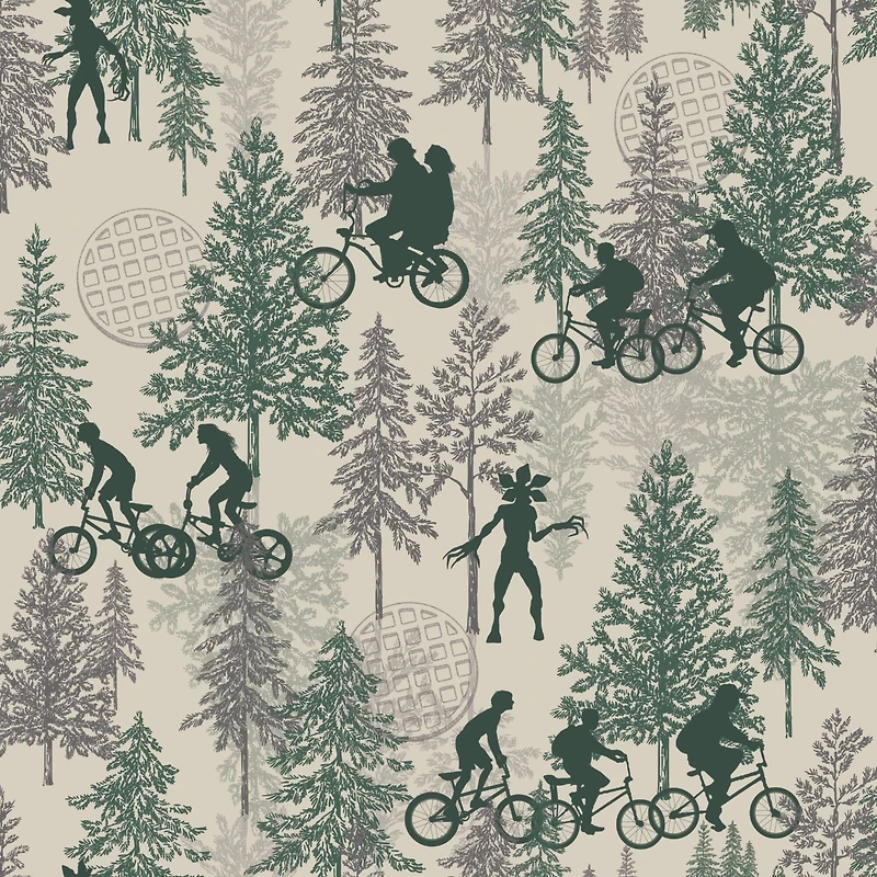 RoomMates Netflix Stranger Things Hawkins Woods Green Peel & Stick Wallpaper