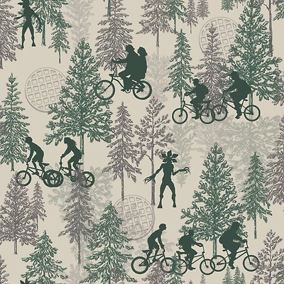 RoomMates Netflix Stranger Things Hawkins Woods Green Peel & Stick Wallpaper