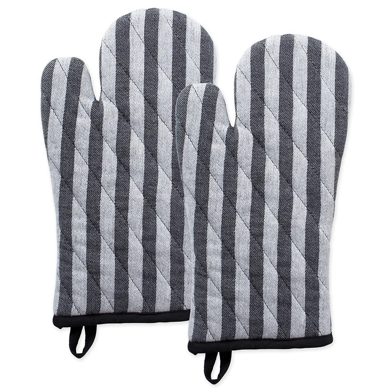 DII® Black & White Stripe Oven Mitt Set, 2ct.