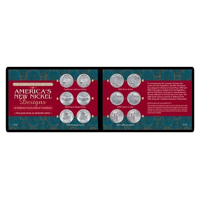 Complete Collection of America's New Nickel Designs in Soft Wallet