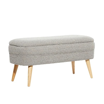 40" Contemporary Polyester & Wood Storage Bench