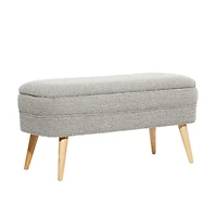 40" Contemporary Polyester & Wood Storage Bench