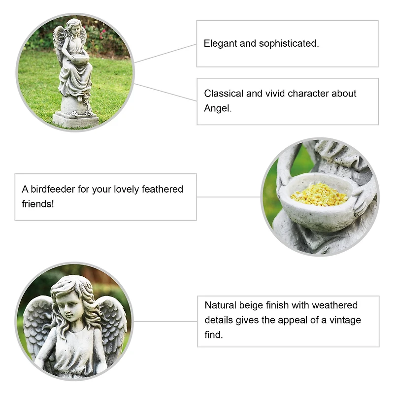 Glitzhome® 31" Angel Garden Bird Feeder Statue