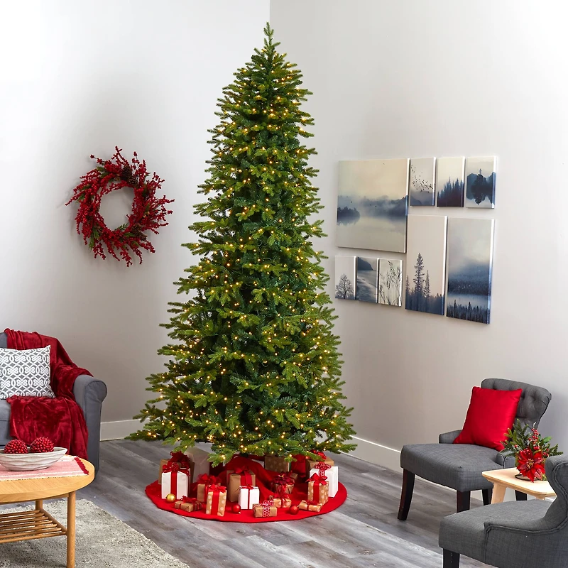 10ft. Pre-Lit Belgium Fir Artificial Christmas Tree, Clear LED Lights