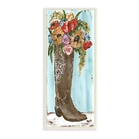 Stupell Industries Western Cowboy Boot Abstract Summer Harvest Florals Sunflowers,7" x 17"