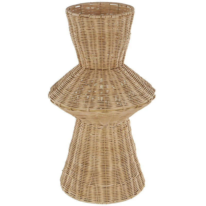 18" Brown Rattan Handmade Woven Tapered & Fluted Vase