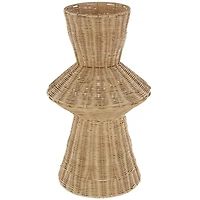 18" Brown Rattan Handmade Woven Tapered & Fluted Vase