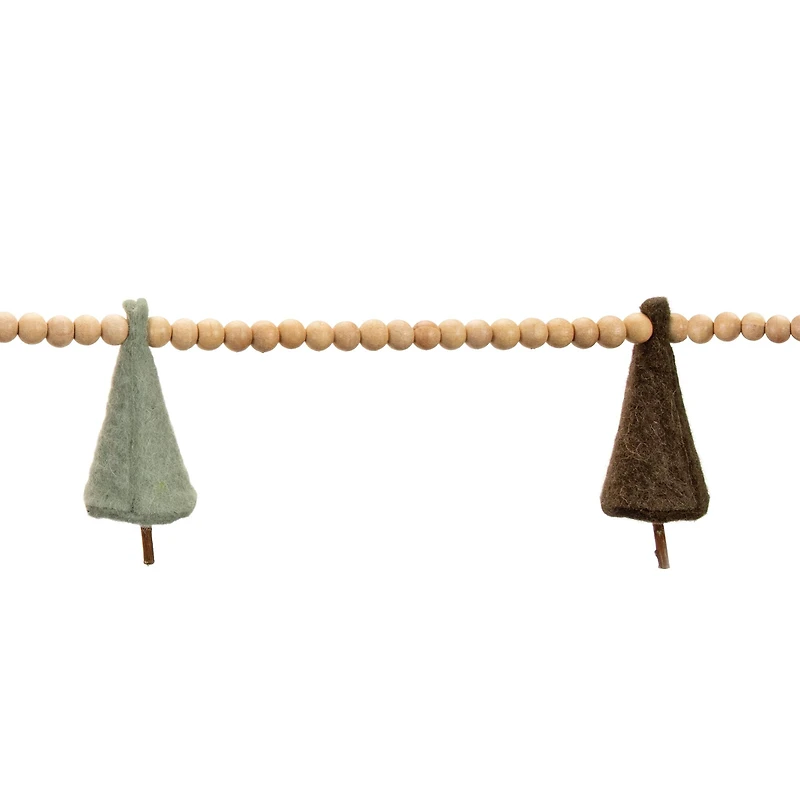5.5ft. Wood Bead & Felt Pine Tree Garlands, 2ct.