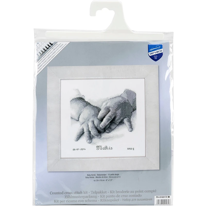 Vervaco Baby Hands Record Counted Cross Stitch Kit