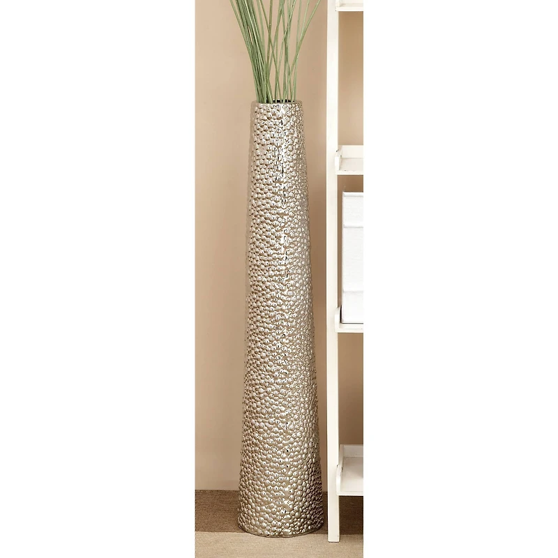 Silver Ceramic Glam Vase, 40" x 8" x 8"