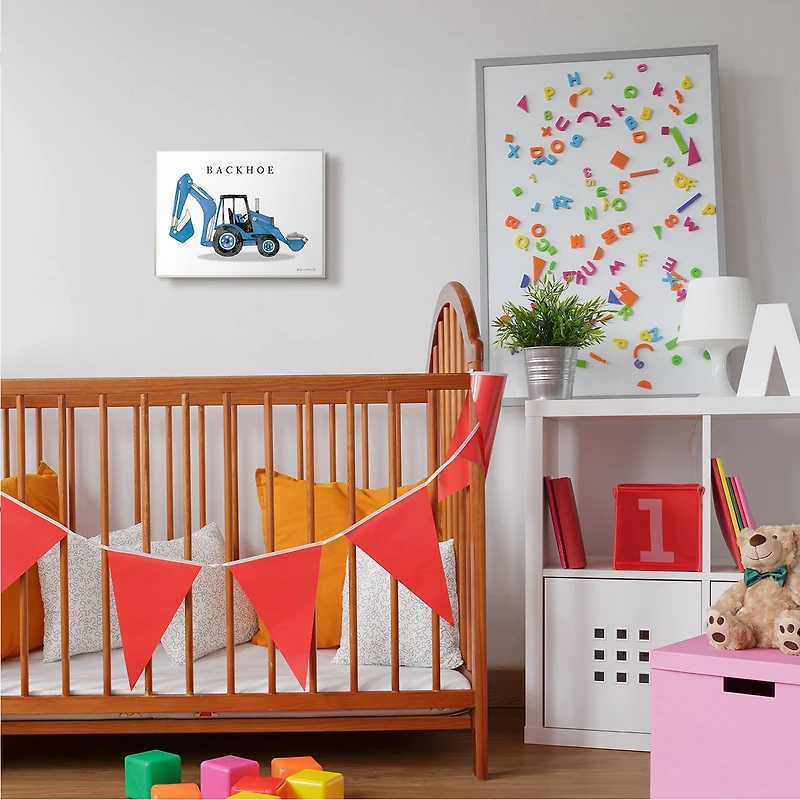 Stupell Industries Blue Backhoe Construction Truck Wall Plaque