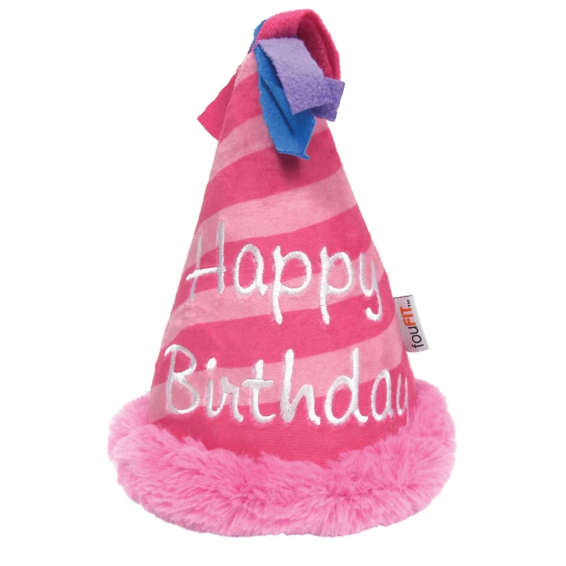 fouFIT Birthday Hat Crinkle Plush Dog Toy
