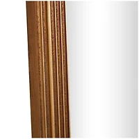 Brown Wooden Oval Wall Mirror with Dimensional Carved Frame