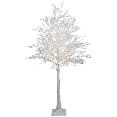 5ft. Pre-Lit White Floral Artificial Christmas Tree, Warm White LED Lights