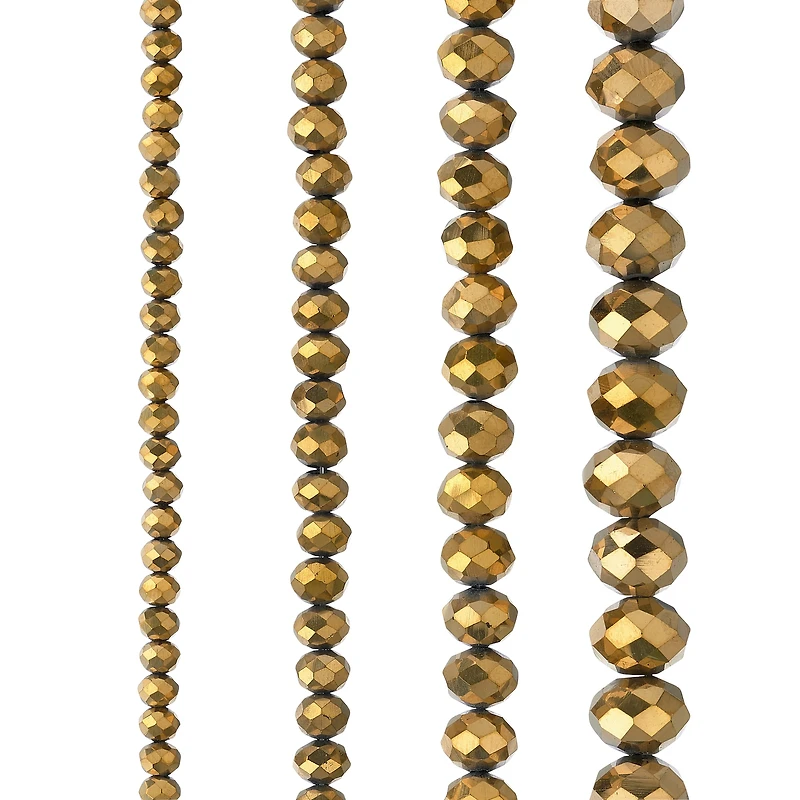 Gold Half Faceted Glass Rondelle Beads by Bead Landing™