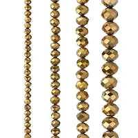 Gold Half Faceted Glass Rondelle Beads by Bead Landing™