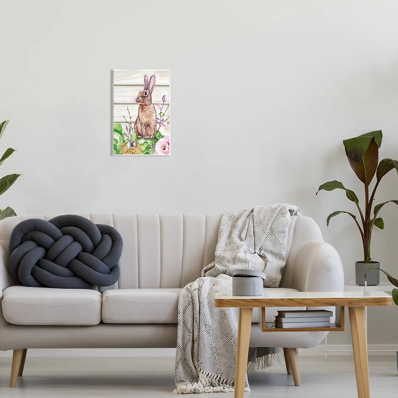 Stupell Industries Spring Flower Garden Country Rabbit Wall Plaque Art