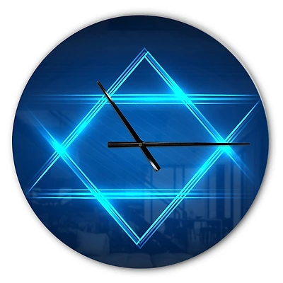 Designart Neon Star of David Modern Wall Clock