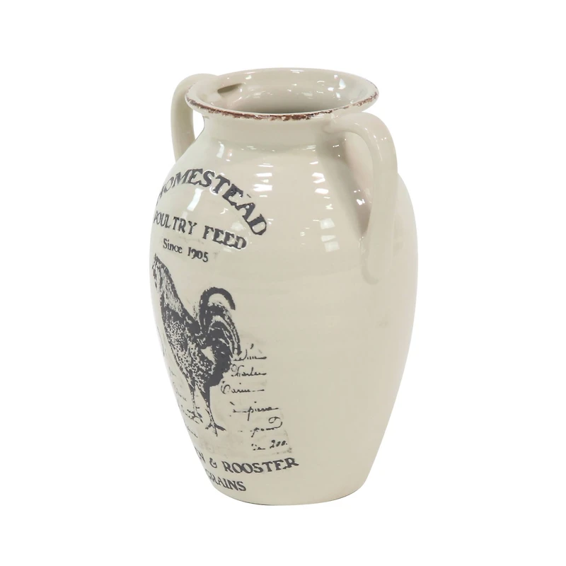 Set of 3 White Porcelain Farmhouse Vase, 8" x 10"