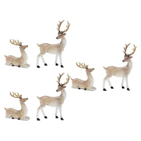 Mini Glittered Holiday Deer Figurines Set