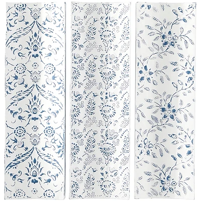 The Novogratz White Metal Floral Wall Decor with Embossed Details Set of 3 10", 31"