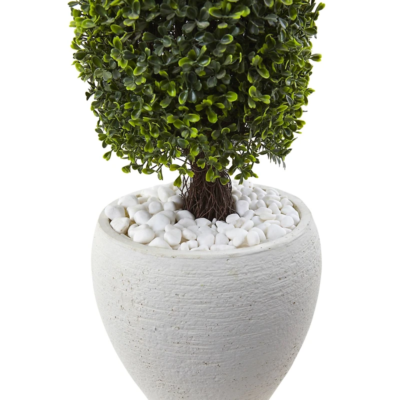 3.5ft. Boxwood Topiary in Textured White Planter