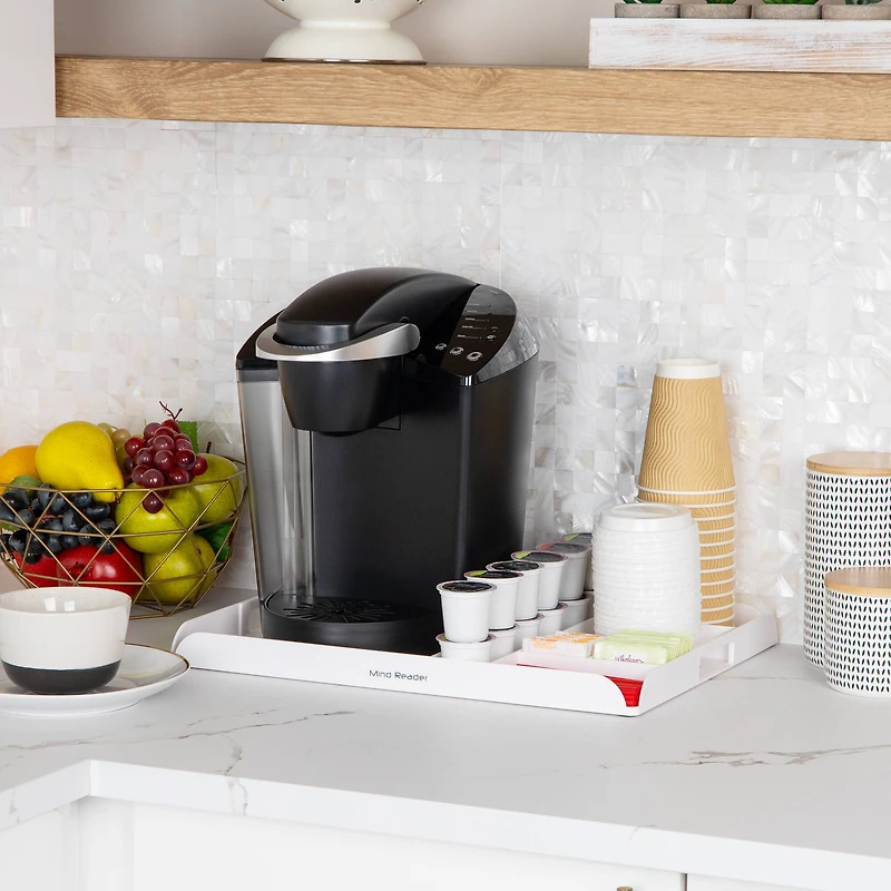 Mind Reader 17.5" White Coffee Station Serving Tray