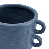 Hello Honey® 9.5" Blue Modern Stoneware Planter with Handles