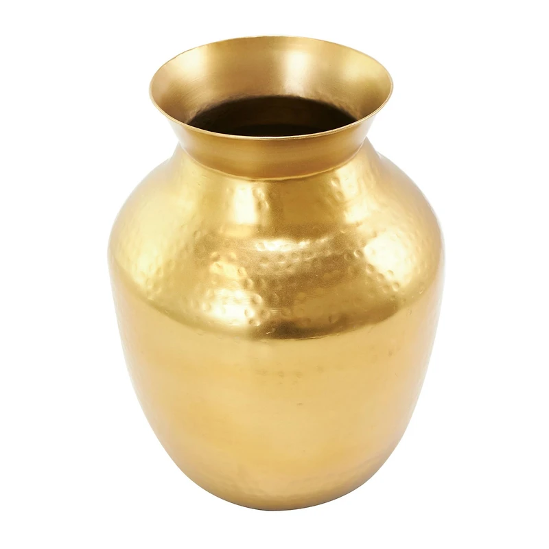 12" Gold Metal Hammered Spotted Vase