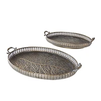 Brass Tree Patterned Tray Set