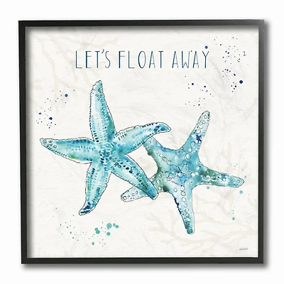Stupell Industries Float Away Phrase Starfish Nautical Blue Green Watercolor,12" x 12"