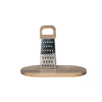 Hello Honey® Steel Grater & Mango Wood Cheese Board Set