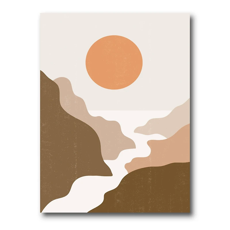 Designart - Lanscape With Full Moon In Terracotta Tones