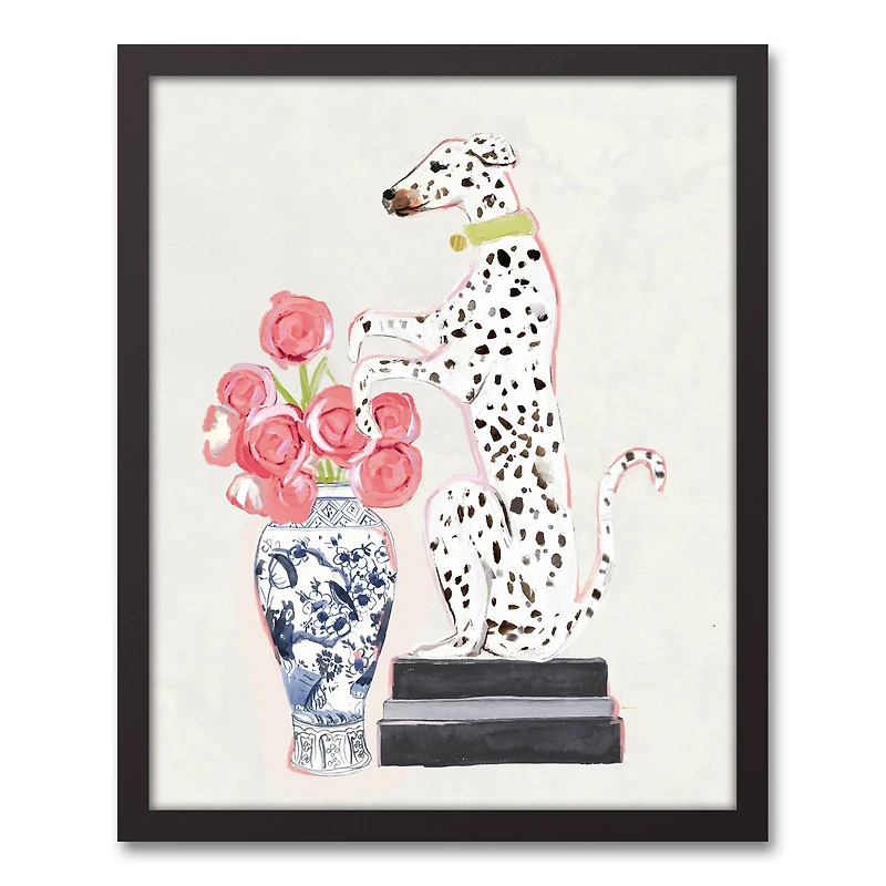 Dalmatian on Books 16" x 20" Black Framed Canvas - Set of 2