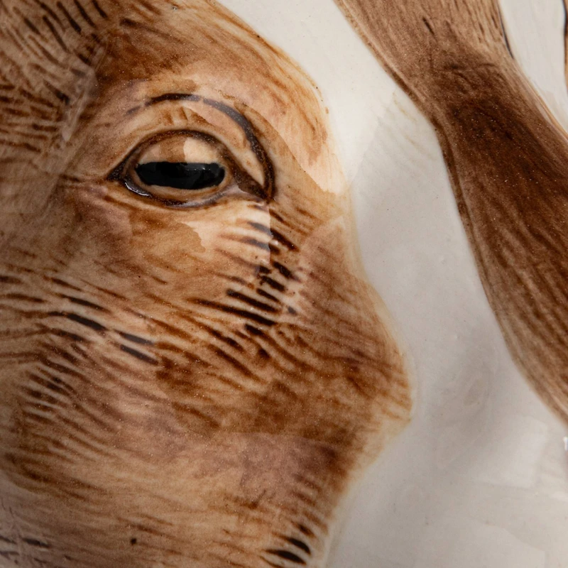 Hello Honey® 11" Brown & White Hand-Painted Decorative Stoneware Goat Vase