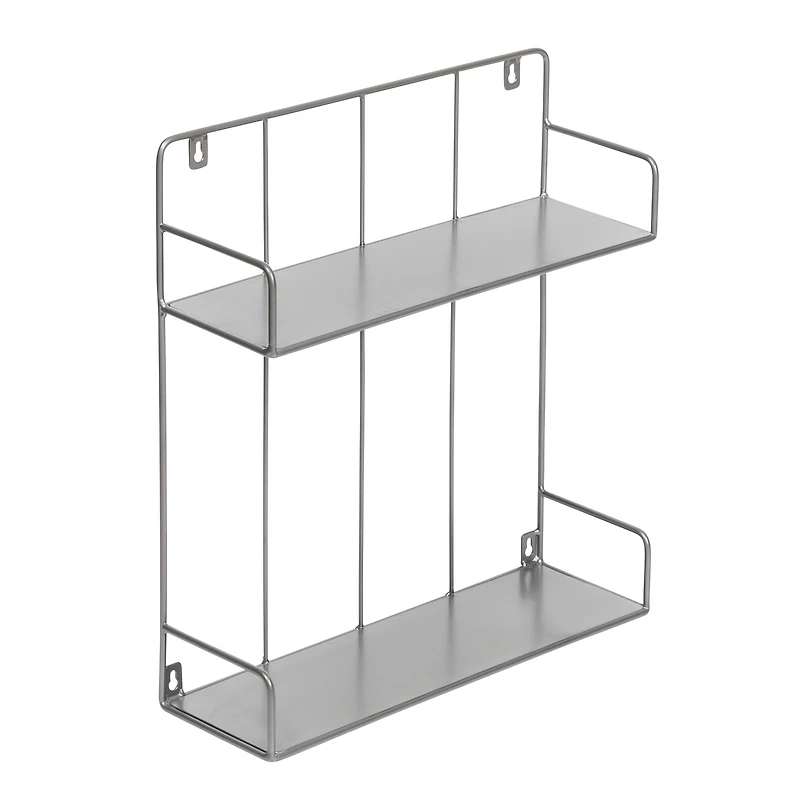 Honey Can Do Gray 2-Tier Metal Wall Shelf
