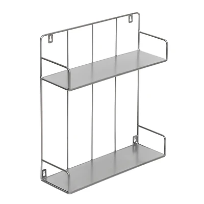 Honey Can Do Gray 2-Tier Metal Wall Shelf